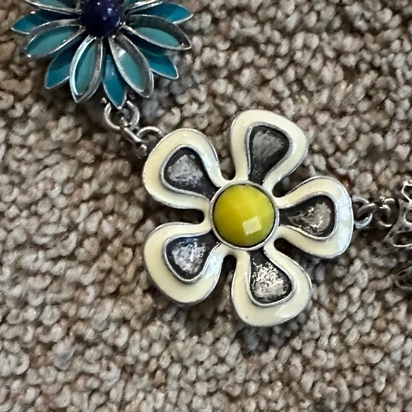 Lucky Brand Floral Charm Necklace with Blue and Yellow Accents - Picture 3 of 9